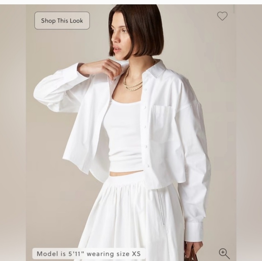 J.Crew Étienne cropped button-up shirt in cotton poplin CI530 L Large